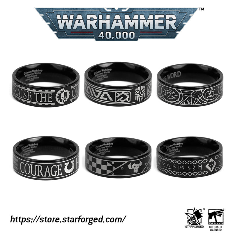 Starforged Warhammer 40K Orks & Fenrisian wolves Leagues of Votann Steel Men's Ring