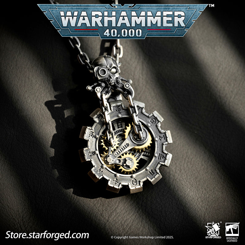 Starforged Warhammer 40K Adeptus Mechanicus Phylactery of the Pious Necklace Men's Jewelry Accessories In the Warhammer universe, the most skilled masters of machine spirit manipulation are the Adeptus Mechanicus, whose headquarters reside on Mars. This red world holds the technological and industrial lifeline of the human Imperium. In the dark, distant future, the vast majority of military and civilian products are manufactured under the supervision of the Tech-Priests of the Machine God.The members of the