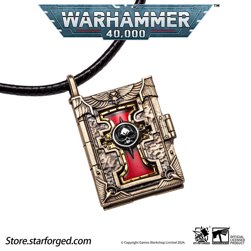 Starforged  Book of the Holy Ordos &  Seal of Inquisition Warhammer 40K Copper Men‘’s Necklace  WH40K