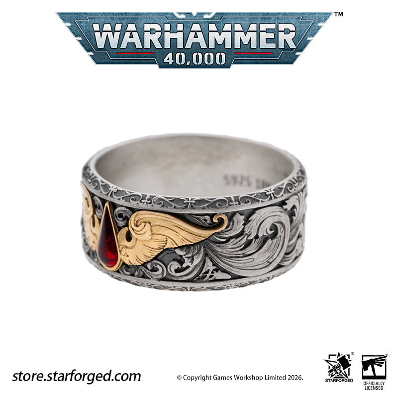 Starforged Warhammer 40K Blood Angels of Sanguinius Space Marines Men's Fashion Jewelry Sterling Silver Rings