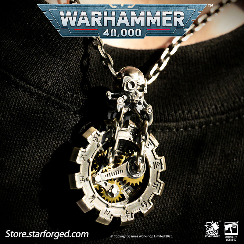 Starforged Warhammer 40K Adeptus Mechanicus Phylactery of the Pious Necklace Men's Jewelry Accessories In the Warhammer universe, the most skilled masters of machine spirit manipulation are the Adeptus Mechanicus, whose headquarters reside on Mars. This red world holds the technological and industrial lifeline of the human Imperium. In the dark, distant future, the vast majority of military and civilian products are manufactured under the supervision of the Tech-Priests of the Machine God.The members of the