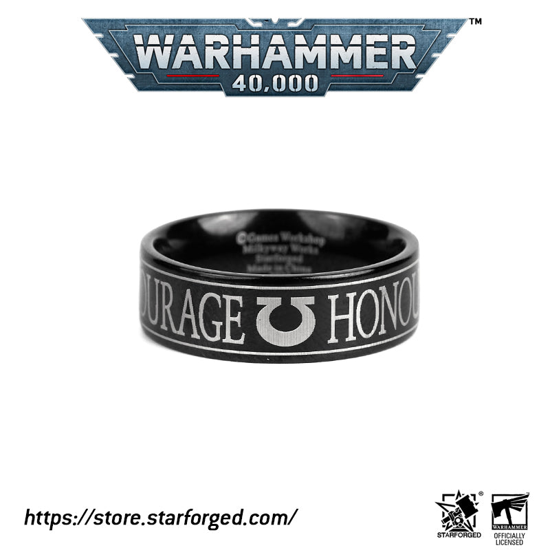 Starforged Warhammer 40K Orks & Fenrisian wolves Leagues of Votann Steel Men's Ring