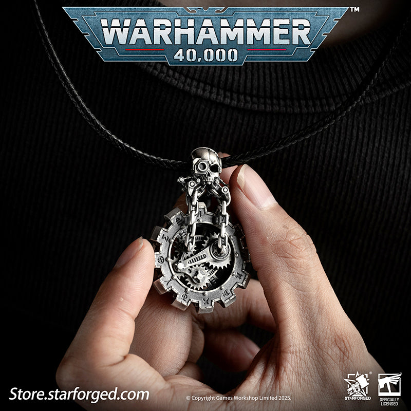 Starforged Warhammer 40K Adeptus Mechanicus Phylactery of the Pious Necklace Men's Jewelry Accessories In the Warhammer universe, the most skilled masters of machine spirit manipulation are the Adeptus Mechanicus, whose headquarters reside on Mars. This red world holds the technological and industrial lifeline of the human Imperium. In the dark, distant future, the vast majority of military and civilian products are manufactured under the supervision of the Tech-Priests of the Machine God.The members of the