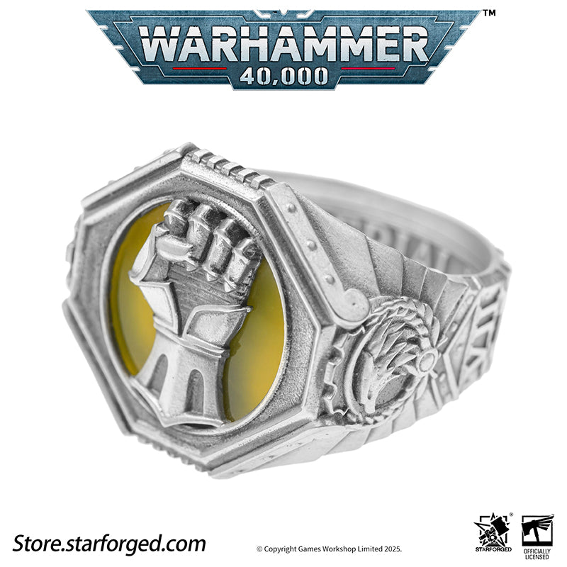 Starforged Warhammer 40K The Sigil Ring of Dorn Imperial Fists Silver Ring Accessories Jewelry The Imperial Fists were the VIIth Legion of the original Astartes, and in the ten millennia since the Horus Heresy, they remain the only Space Marine Chapter honored with permanent garrison rights on Holy Terra itself.The sons of Dorn inherited their Primarch's unyielding character - steadfast, refusing defeat, and ever willing to plunge into the bloodiest battles against the fiercest foes. Masters of fortificatio