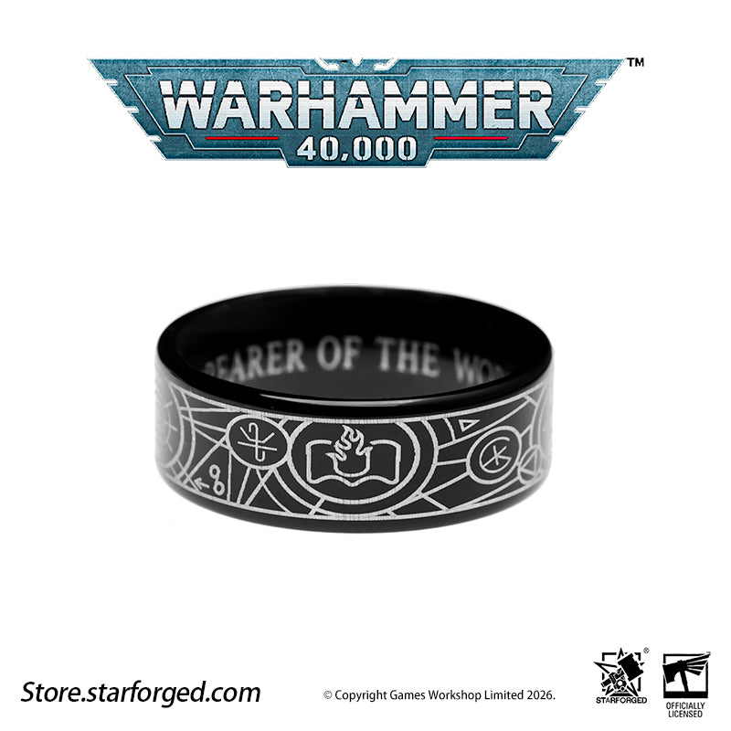 Starforged Warhammer 40K Orks & Fenrisian wolves Leagues of Votann Steel Men's Ring