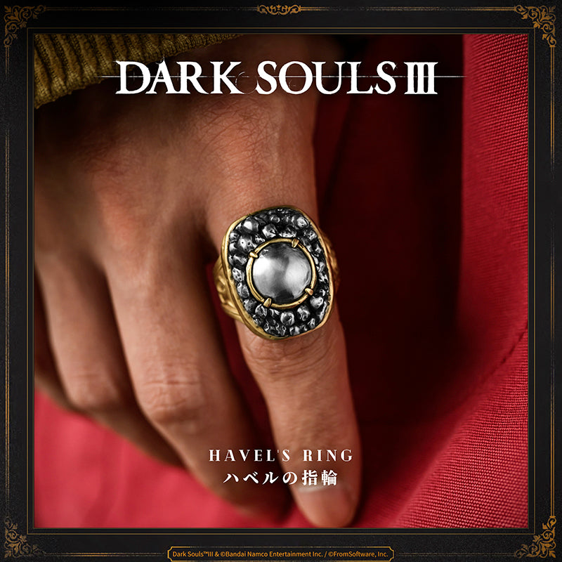 Starforged DARK SOULS III Havel's Ring Game Merchandise Ring Officially Authorized Havel's RingA ring for warriors keen on heavy acoutrements. Increases maximum equip load.This ring was named after Havel the Rock, the battlefield compatriot of Gwyn, the First Lord.The art of war has been a constant since ages past, and those who would follow in Havel's footsteps are no fewer now than in his own day.