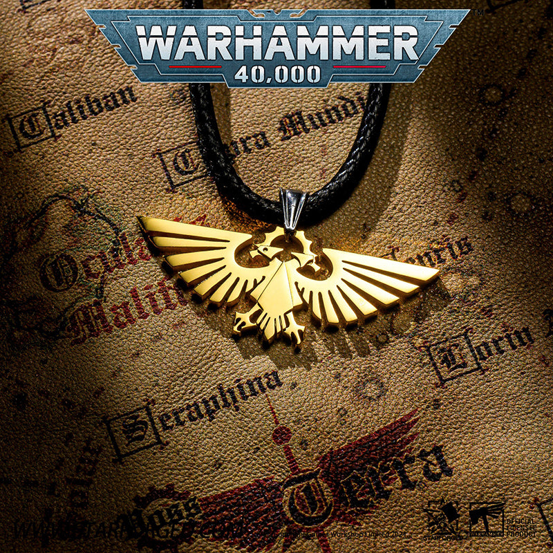 Starforged Warhammer 40000 Imperial Aquila WH40 Men's Stainless Steel Necklace Gold Plated Pendant