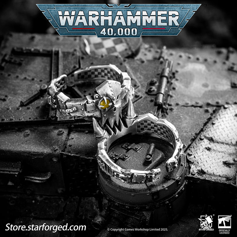 Starforged Warhammer 40K The couple ring of Gork and Mork Greenskins Orkz Sliver Rings Accessories Jewelry The Orkz, a galactic plague, universally dismissed as savages... until they pull bigger guns and choppas from their makeshift pockets. These greenskins are every faction's nemesis in the 40K universe. Across the stars, all civilizations encounter Orkz under the worst possible circumstances, proving the galaxy's iron law: "If ya don't come to da fight, da fight comes to ya!"Orkz gather in tribes, 