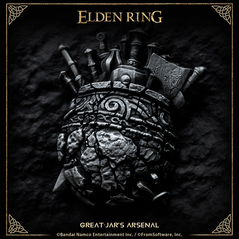 Starforged ELDEN RING Merchandise Great-Jar's Arsenal Amulet Pendant Officially Authorized A charm that resembles a great jar overflowing with weaponry.The great jar grants this talisman to their warriors. Carry as much as you can — grow big and strong.