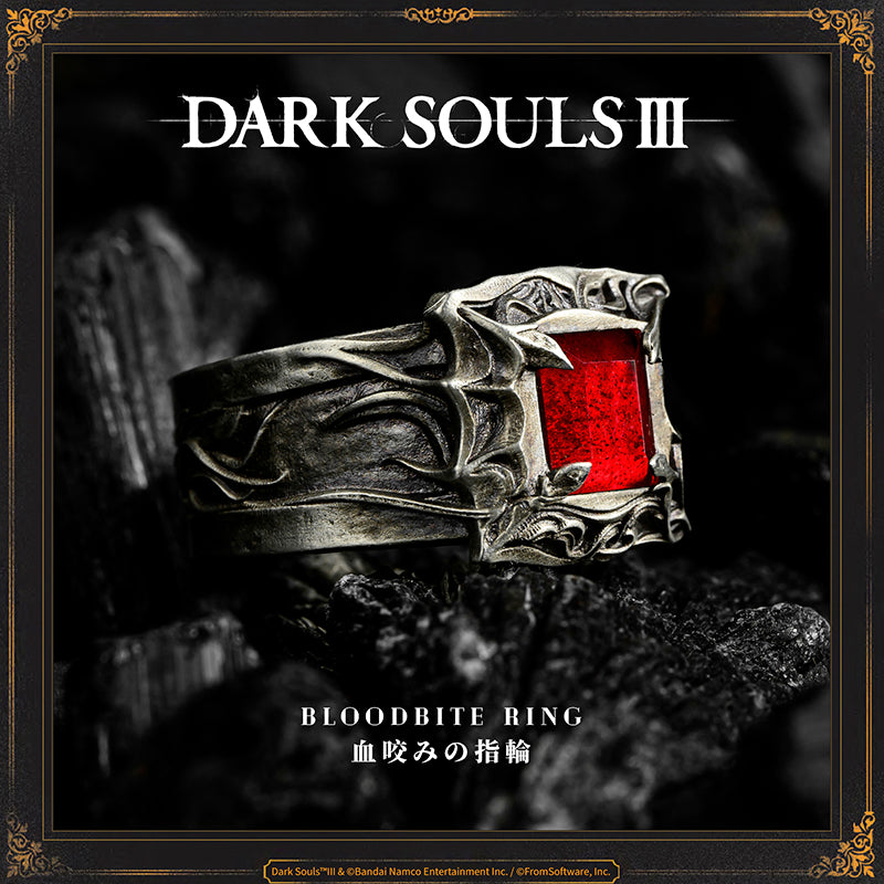 Starforged DARK SOULS III Bloodbite Ring Game Merchandise Ring Officially Authorized Bloodbite RingOne of the bite rings native to Carim.&nbsp;Increases bleed resistance.The crafting of these rings is forbidden, perhaps owing to a fear of malleable stone. Clerics, however, dabble freely in the art.