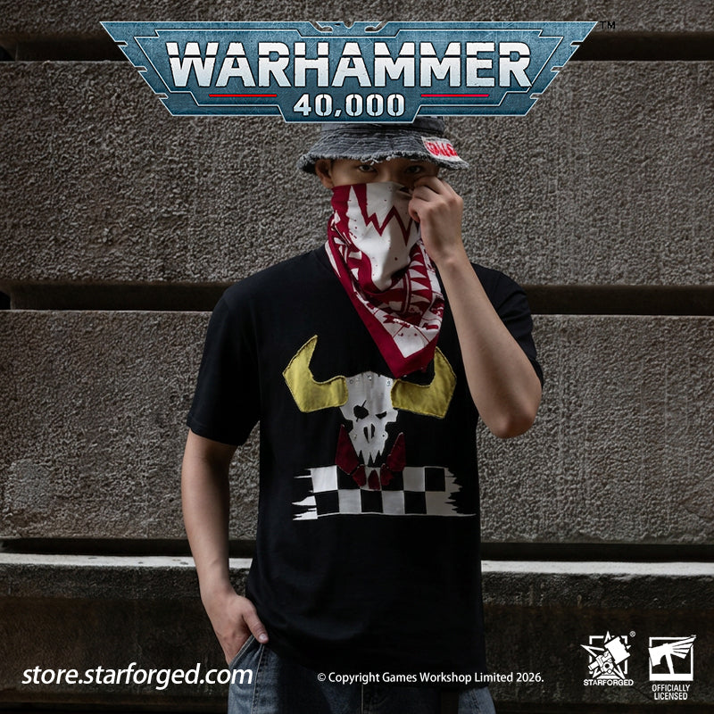 Starforged Warhammer 40K Orks Counsill of Clan-Bosses Set Men's Fashion Accessories Warhammer Merchandise Gifts Orks Counsill of Clan-Bosses Bandana  Only the toughest Orks earn a place on the Counsill of Clan-Bosses. This bandana is the perfect accessory for any aspiring Warboss wanting to get involved in the next Waaagh!.  Orks Counsill of Clan-Bosses Canvas Belt  Buckle up with a belt worthy of the biggest and meanest Warboss, complete with Ork glyphs along the strap - a great addition to any Ork fan’s a