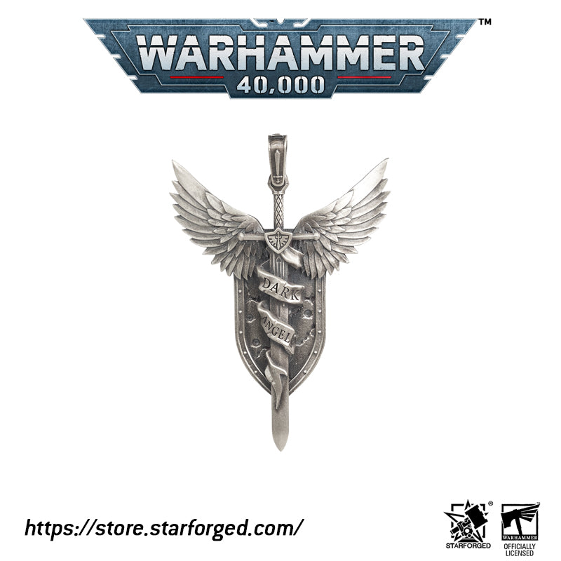 Starforged Lion El'Jonson Warhammer 40K Dark Angels Necklace Men's Space Marines Pendant Sterling Silver