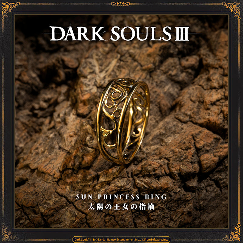 Starforged DARK SOULS III Sun Princess Ring Accessories Game Merchandise Officially Authorized Sun Princess Ring

Ring associated with Gwynevere, princess of sunlight and eldest daughter of Gwyn, the First Lord.

The ring is vaguely warm, like a beam of sunlight, and gradually restores HP.

Gwynevere left her home with a great many other deities, and became a wife and mother, raising several heavenly children..