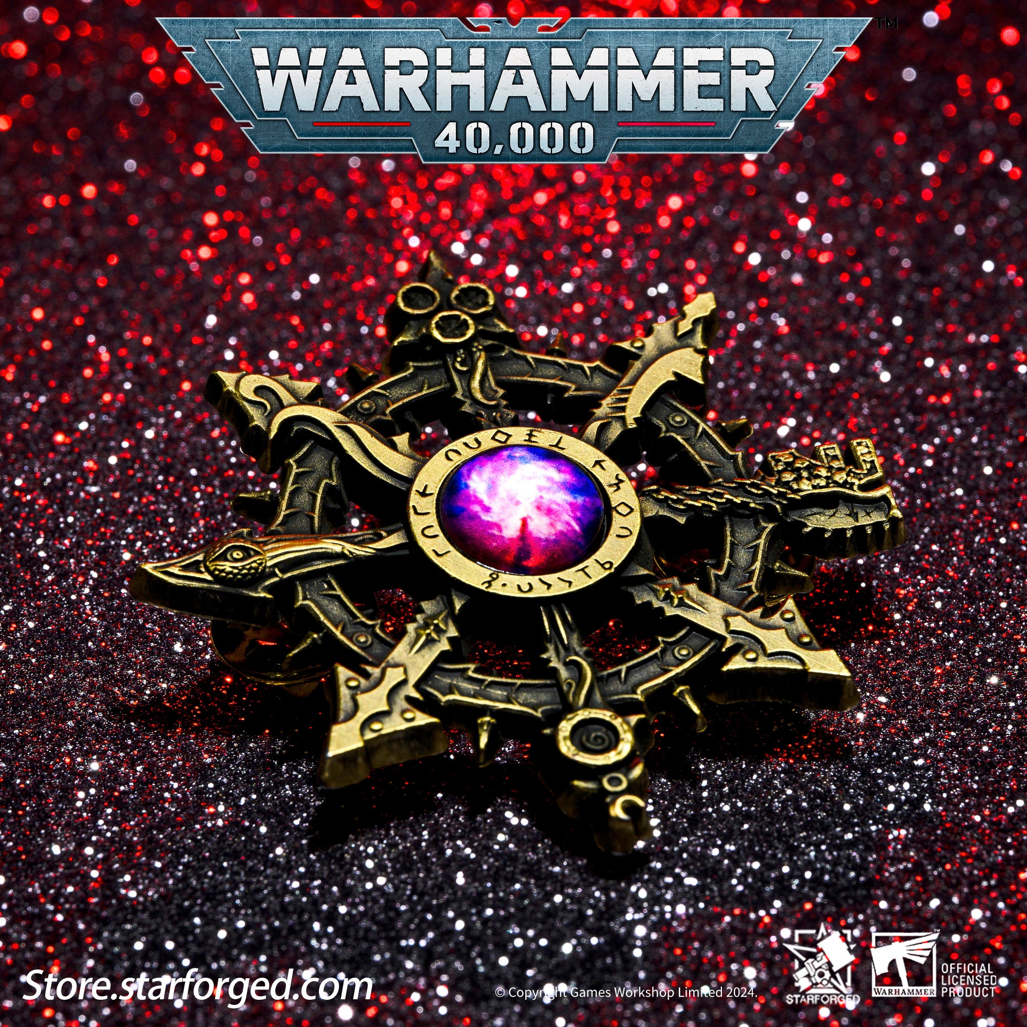 Starforged  Octagrams Eye of Terror Warhammer 40K Chaos Demon Space Marine Horus Heresy Pin Badge