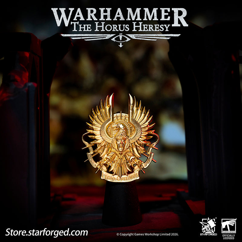 Starforged Warhammer 30K Legio Custodes Guilded Armourial Pin Badge Men's Fashion Jewelry In the ten millennia preceding the Indomitus Crusade, the Custodes rarely left the palace they had sworn to guard in organized formations. Yet after the opening of the Great Rift, the Golden Host once again marched to the most critical battlefields across the galaxy. When they deploy, the Ten Thousand become the manifested glory of Terra, extending the Emperor's will as His own hands.The Custodes decide who may enter t