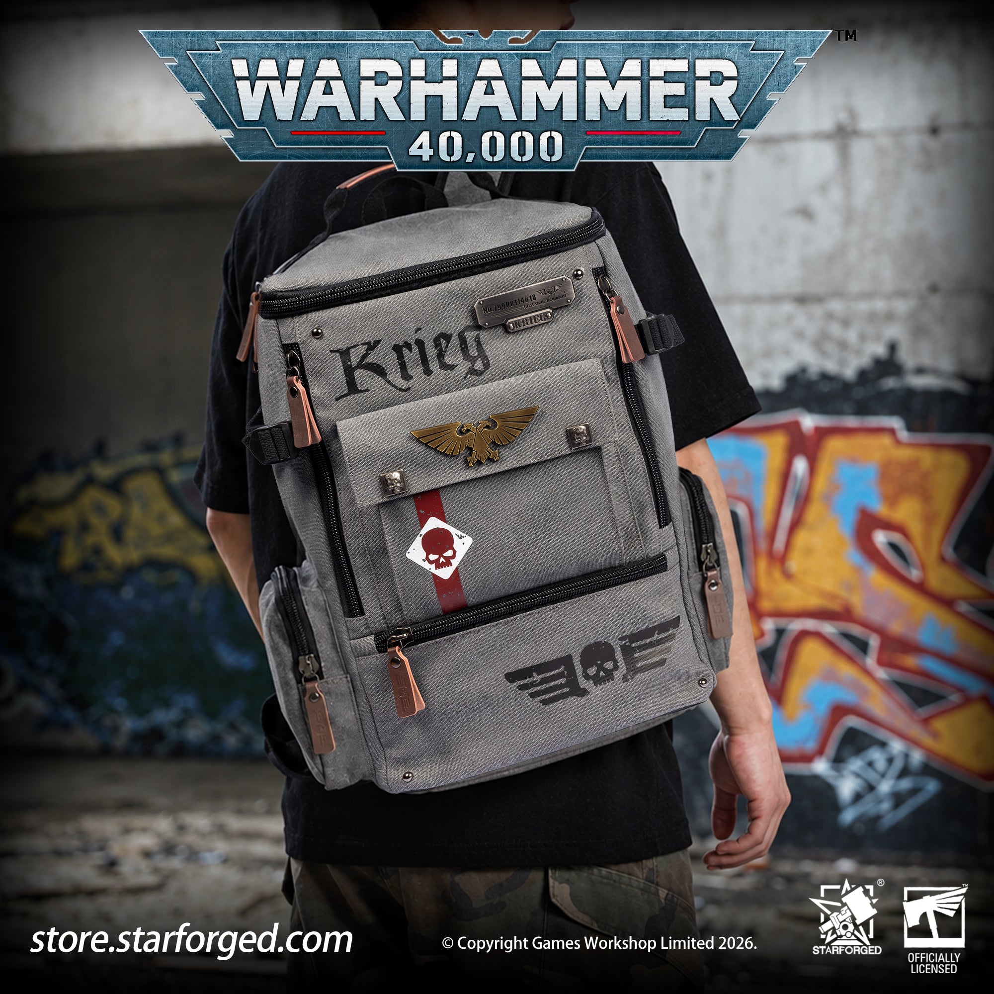 Starforged Warhammer 40K Astra Militarum Inspired Backpack Collection Death Korps of Krieg Siege Regiment Warhammer Computer Bag