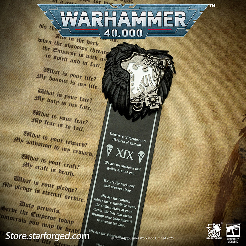 Starforged Warhammer 40K Space Marines Raven Guard Scroll Seal Badge Pin Men's Jewelry Accessories n the early days of the 30th millennium, the XIXth Legion was deployed for infiltration, reconnaissance, and target identification missions. Operating in secrecy, they were used to swiftly eliminate any factions that refused to submit to the fledgling Imperium, striking without warning from the shadows. The XIXth Legion employed terror tactics akin to those of the Night Lords.One of the Legion's earliest known