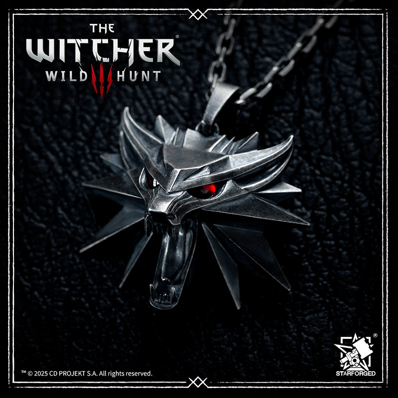 Starforged The Witcher Wild Hunt The Witcher Wolf Schoo Medallion Silver Necklace Game Merchandise Officially Authorized