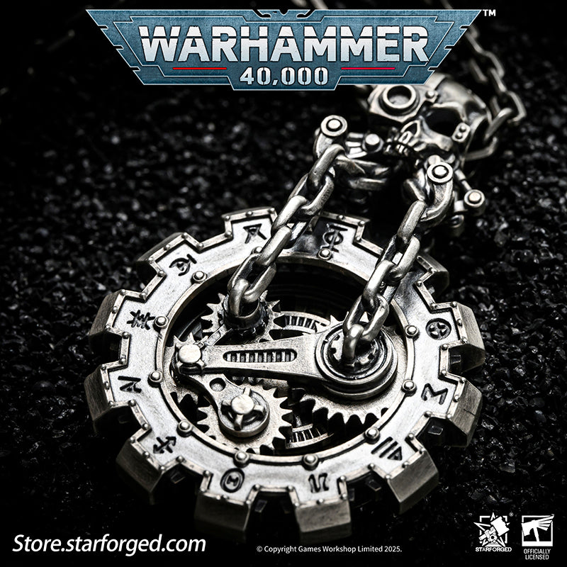 Starforged Warhammer 40K Adeptus Mechanicus Phylactery of the Pious Necklace Men's Jewelry Accessories In the Warhammer universe, the most skilled masters of machine spirit manipulation are the Adeptus Mechanicus, whose headquarters reside on Mars. This red world holds the technological and industrial lifeline of the human Imperium. In the dark, distant future, the vast majority of military and civilian products are manufactured under the supervision of the Tech-Priests of the Machine God.The members of the
