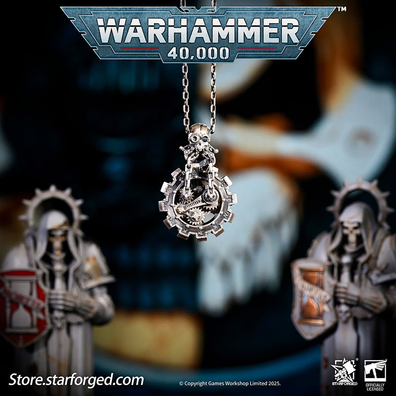 Starforged Warhammer 40K Adeptus Mechanicus Phylactery of the Pious Necklace Men's Jewelry Accessories In the Warhammer universe, the most skilled masters of machine spirit manipulation are the Adeptus Mechanicus, whose headquarters reside on Mars. This red world holds the technological and industrial lifeline of the human Imperium. In the dark, distant future, the vast majority of military and civilian products are manufactured under the supervision of the Tech-Priests of the Machine God.The members of the