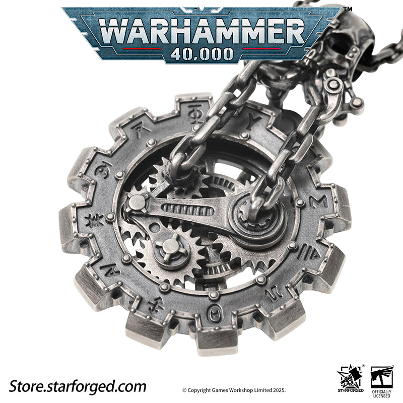 Starforged Warhammer 40K Adeptus Mechanicus Phylactery of the Pious Necklace Men's Jewelry Accessories In the Warhammer universe, the most skilled masters of machine spirit manipulation are the Adeptus Mechanicus, whose headquarters reside on Mars. This red world holds the technological and industrial lifeline of the human Imperium. In the dark, distant future, the vast majority of military and civilian products are manufactured under the supervision of the Tech-Priests of the Machine God.The members of the