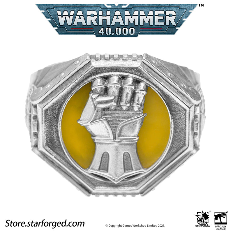 Starforged Warhammer 40K The Sigil Ring of Dorn Imperial Fists Silver Ring Accessories Jewelry The Imperial Fists were the VIIth Legion of the original Astartes, and in the ten millennia since the Horus Heresy, they remain the only Space Marine Chapter honored with permanent garrison rights on Holy Terra itself.The sons of Dorn inherited their Primarch's unyielding character - steadfast, refusing defeat, and ever willing to plunge into the bloodiest battles against the fiercest foes. Masters of fortificatio