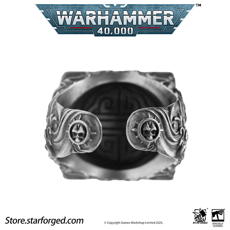 Starforged Warhammer 40K White Scar Seal of Chogoris Khanquest Silver Ring Accessories Jewelry Taklagoris’s vast grasslands gave birth to a people of mounted archers, and likewise shaped the Fifth Legion. The White Scars’ Primarch, Jaghatai Khan, was known as the “Great Khan” and the “Warhawk,” titles whose origins are deeply tied to his homeland.The Fifth Legion came from a culture skilled in mounted archery, and they carried the traditions of their homeland into the crucible of the Great Crusade. The step