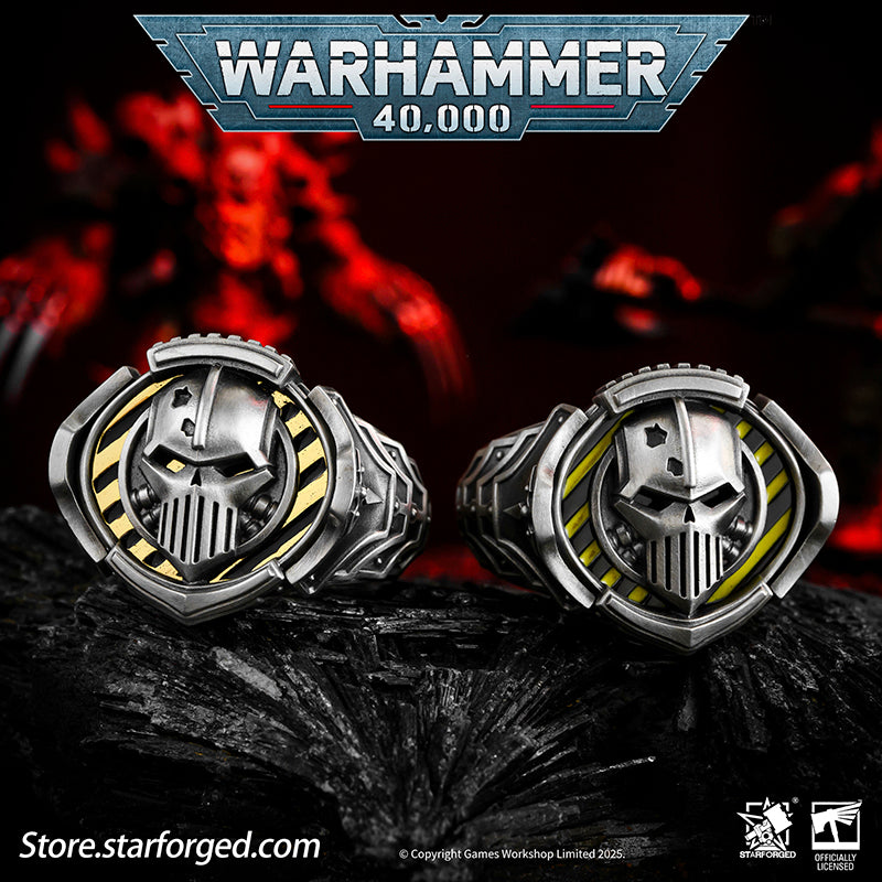 Starforged Warhammer 40K The Sigil Ring of Perturabo Iron Warriors Silver Ring Accessories Jewelry The Iron Warriors stood as the Emperor's most formidable siege force. During the Great Crusade, they fought alongside the Imperial Fists across hundreds of worlds, reducing xenos fortresses and the strongholds of those who defied the Emperor's will to rubble.  Their Primarch Perturabo was a master of siegecraft and trench warfare. As experts in attritional combat, the Iron Warriors preferred devastating artill
