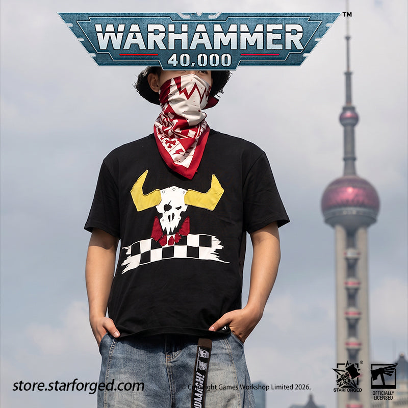 Starforged Warhammer 40K Orks Counsill of Clan-Bosses Set Men's Fashion Accessories Warhammer Merchandise Gifts Orks Counsill of Clan-Bosses Bandana  Only the toughest Orks earn a place on the Counsill of Clan-Bosses. This bandana is the perfect accessory for any aspiring Warboss wanting to get involved in the next Waaagh!.  Orks Counsill of Clan-Bosses Canvas Belt  Buckle up with a belt worthy of the biggest and meanest Warboss, complete with Ork glyphs along the strap - a great addition to any Ork fan’s a