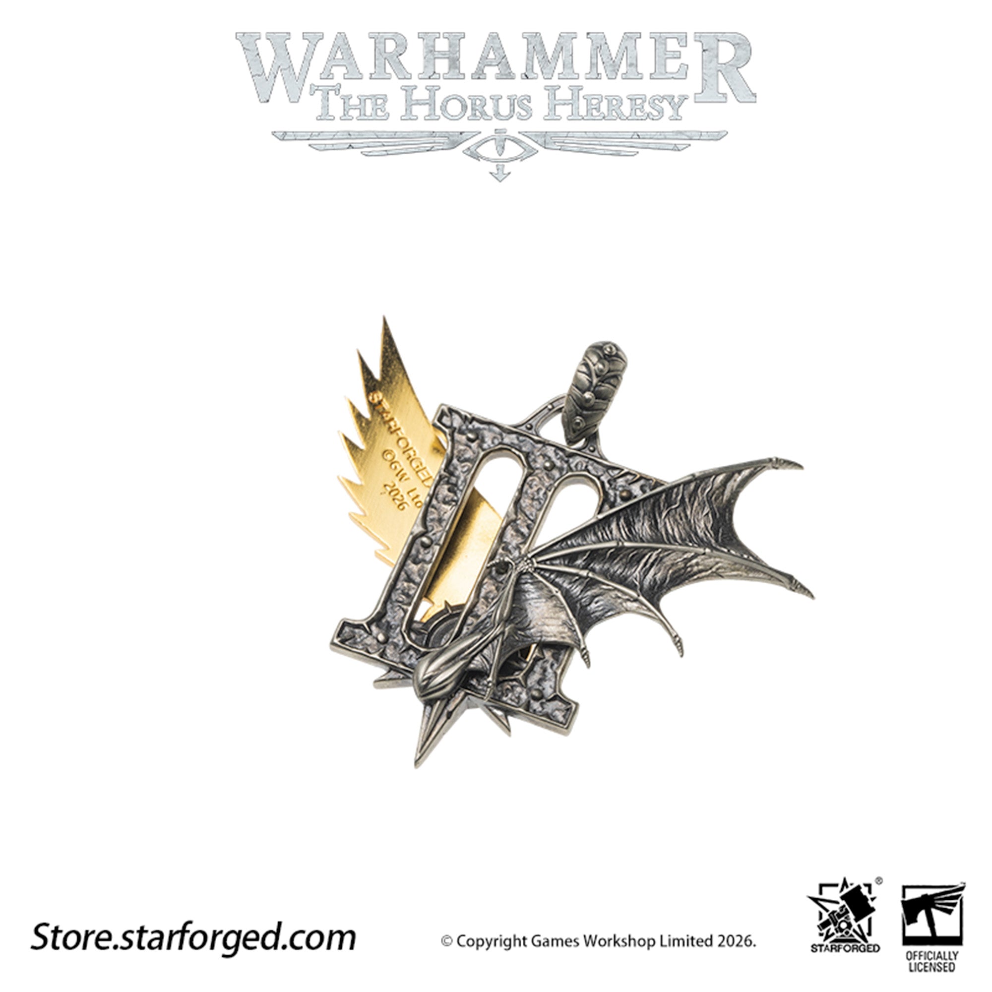 Starforged Warhammer 30K The Horus Heresy Chaos Space Marine Emperor's Children Phonecians Fall Pendant Silver Necklace Warhammer Gifts Fashion Accessories