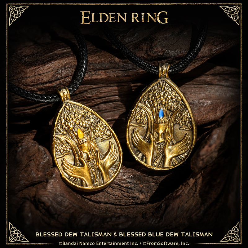 Starforged ELDEN RING Blessed Dew Talisman & Blessed Blue Dew Talisman Accessories Game Merchandise Officially Authorized Blessed Dew TalismanTalisman depicting a drop of the Erdtree's sap, a blessed boon.Gradually restores HP.It was once thought that the blessed sap of the Erdtree would drip from its boughs forever--but that age of plenty swiftly came to a close, and with time, the Erdtree became more an object of faith.