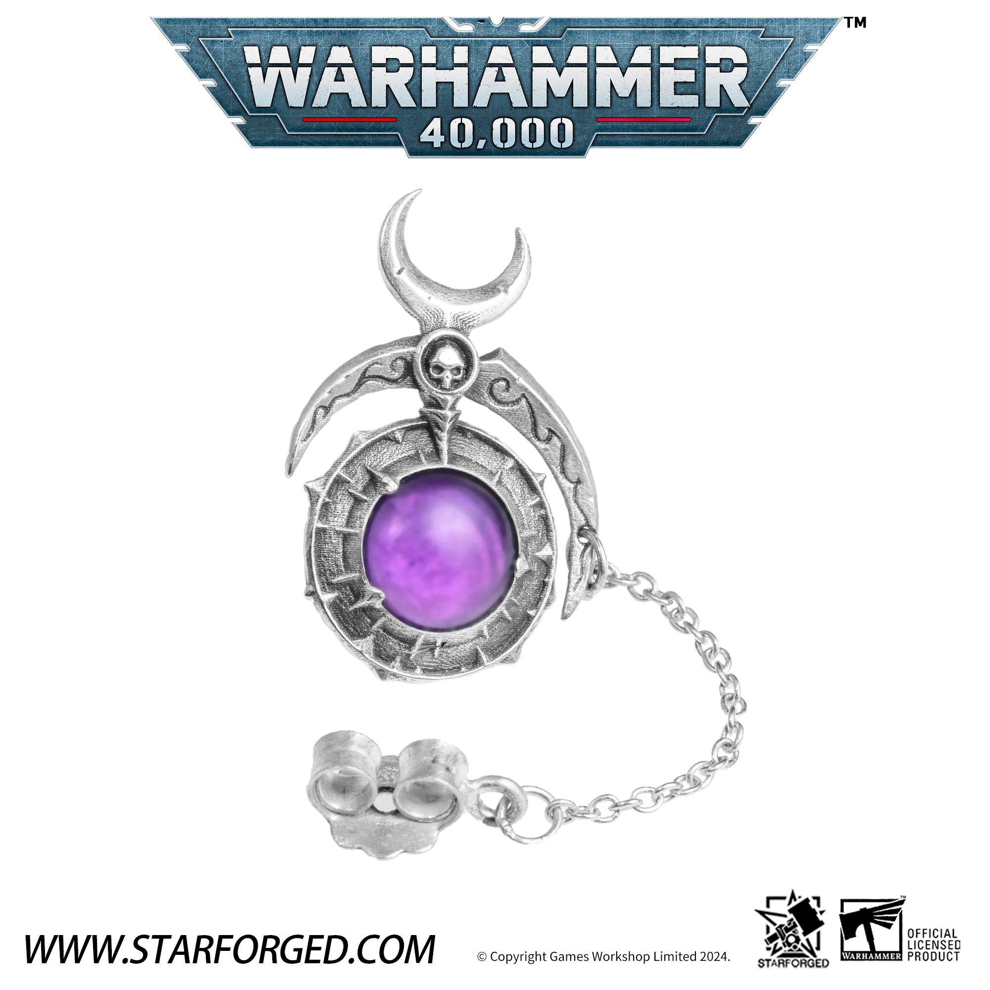 Starforged Warhammer 40K Fane of Slaanesh Earring Chaos Space Marine Men‘s Jewelry Accessories