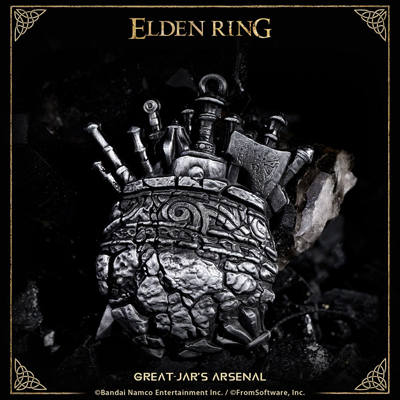 Starforged ELDEN RING Merchandise Great-Jar's Arsenal Amulet Pendant Officially Authorized A charm that resembles a great jar overflowing with weaponry.The great jar grants this talisman to their warriors. Carry as much as you can — grow big and strong.