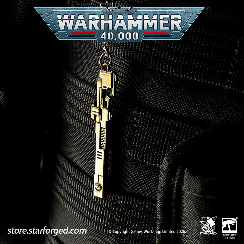 Warhammer 40K T'AU Empire Pulse Rifle Keychain Tau Empire Starforged Accessories Game Merchandise Warhammer Gifts Fashion Accessories The&nbsp;standard issue infantry weapon in Fire Caste’s arsenal.  Tested, trusted, the Greater Good reaching out through the barrel of a gun.  This collectible keychain is cast in metal,finished in electroplated, includes a silver-metal chain and jump ring. It makes a fantastic gift, display piece, and keepsake.