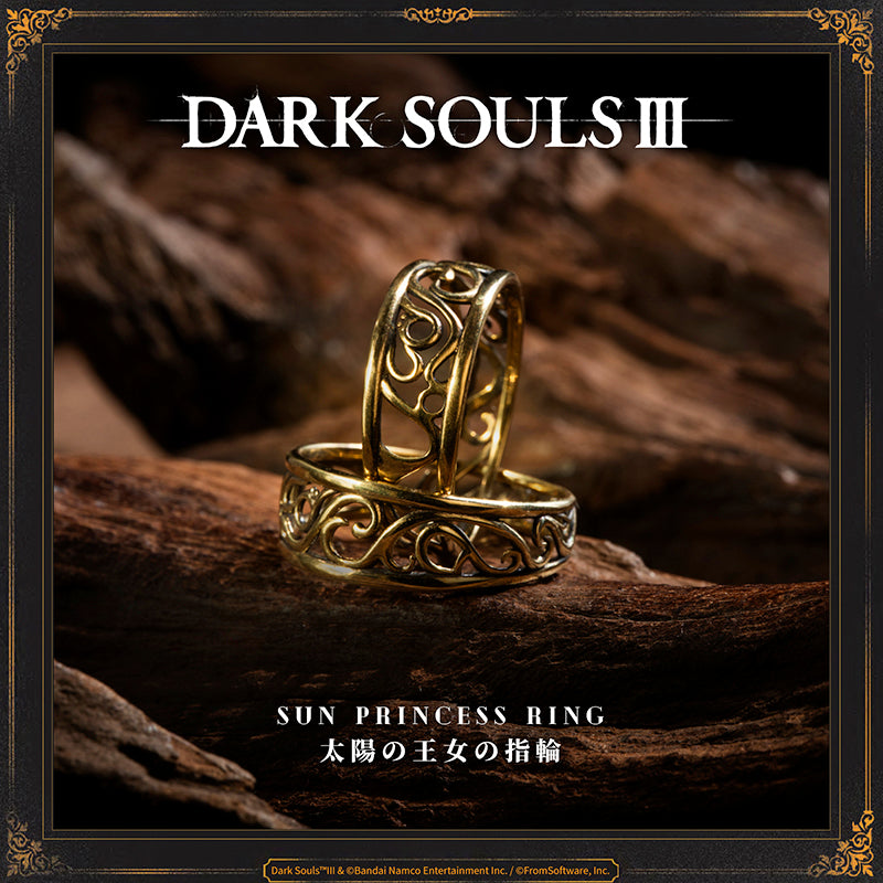 Starforged DARK SOULS III Sun Princess Ring Accessories Game Merchandise Officially Authorized Sun Princess Ring

Ring associated with Gwynevere, princess of sunlight and eldest daughter of Gwyn, the First Lord.

The ring is vaguely warm, like a beam of sunlight, and gradually restores HP.

Gwynevere left her home with a great many other deities, and became a wife and mother, raising several heavenly children..