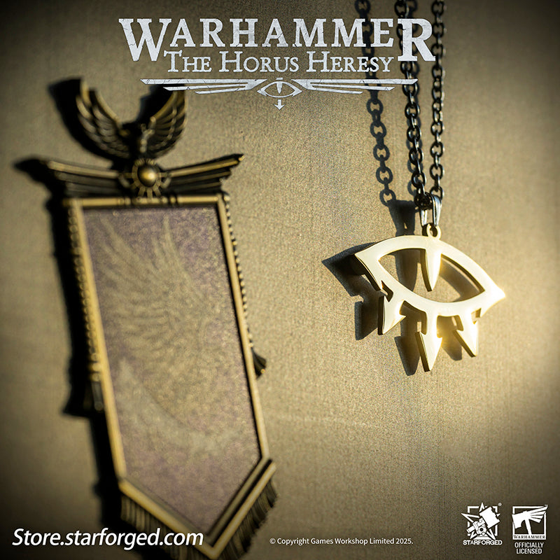 Starforged Warhammer 40K Luna Wolves  Black Legion Eye of Horus Necklace Pendant Men's Jewelry Accessories Birthday Gift The Luna Wolves, later known as the Sons of Horus, were the XVI Legion of the original Space Marine Legions. Their Primarch, Horus Lupercal, was once the most favored son of the Emperor, but he became the architect of the galaxy-shattering Horus Heresy—the first and greatest civil war in Imperial history. After Horus' defeat, the Legion was reborn under Ezekyle Abaddon as the Black Legion