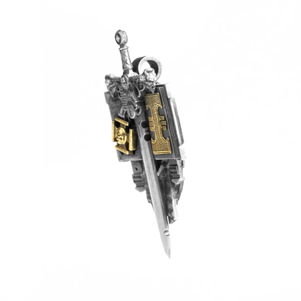 Starforged Grey Knights Exorcism Scripture Warhammer 40K Gold Paved Sterling Silver Necklace