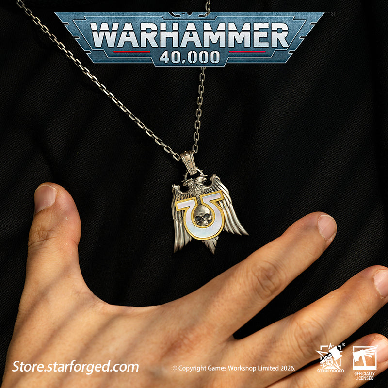 Starforged Warhammer 40K Space Marines Ultramarines Chapter Armourial Pendant | Sterling Silver | Warhammer Gifts The Ultramarines are the XIII Legion of the Space Marines forged during the Great Crusade. Be it the Age of the Emperor Great Crusade or the grim dark of the 41st Millennium, mortal folk draw profound comfort at the sight of their sigil hollow U crest riding to their salvation.