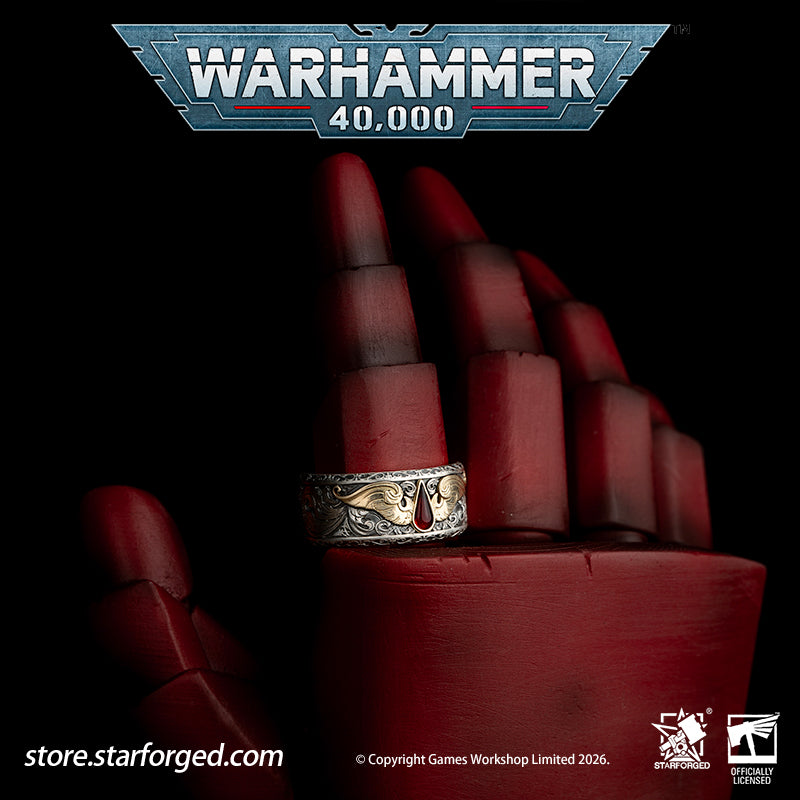 Starforged Warhammer 40K Blood Angels of Sanguinius Space Marines Men's Fashion Jewelry Sterling Silver Rings