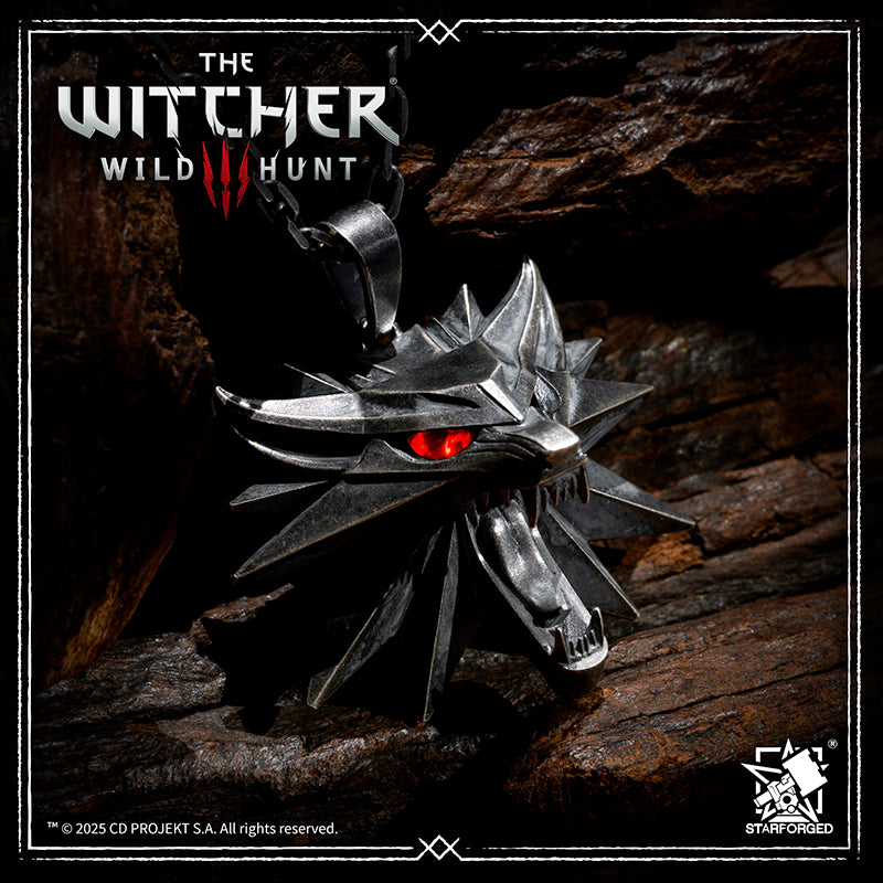 Starforged The Witcher Wild Hunt The Witcher Wolf Schoo Medallion Silver Necklace Game Merchandise Officially Authorized