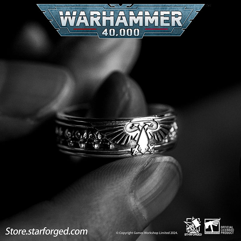 Starforged Insignia Aquilon Imperium of Man Warhammer Imperial Aquila Ring Silver