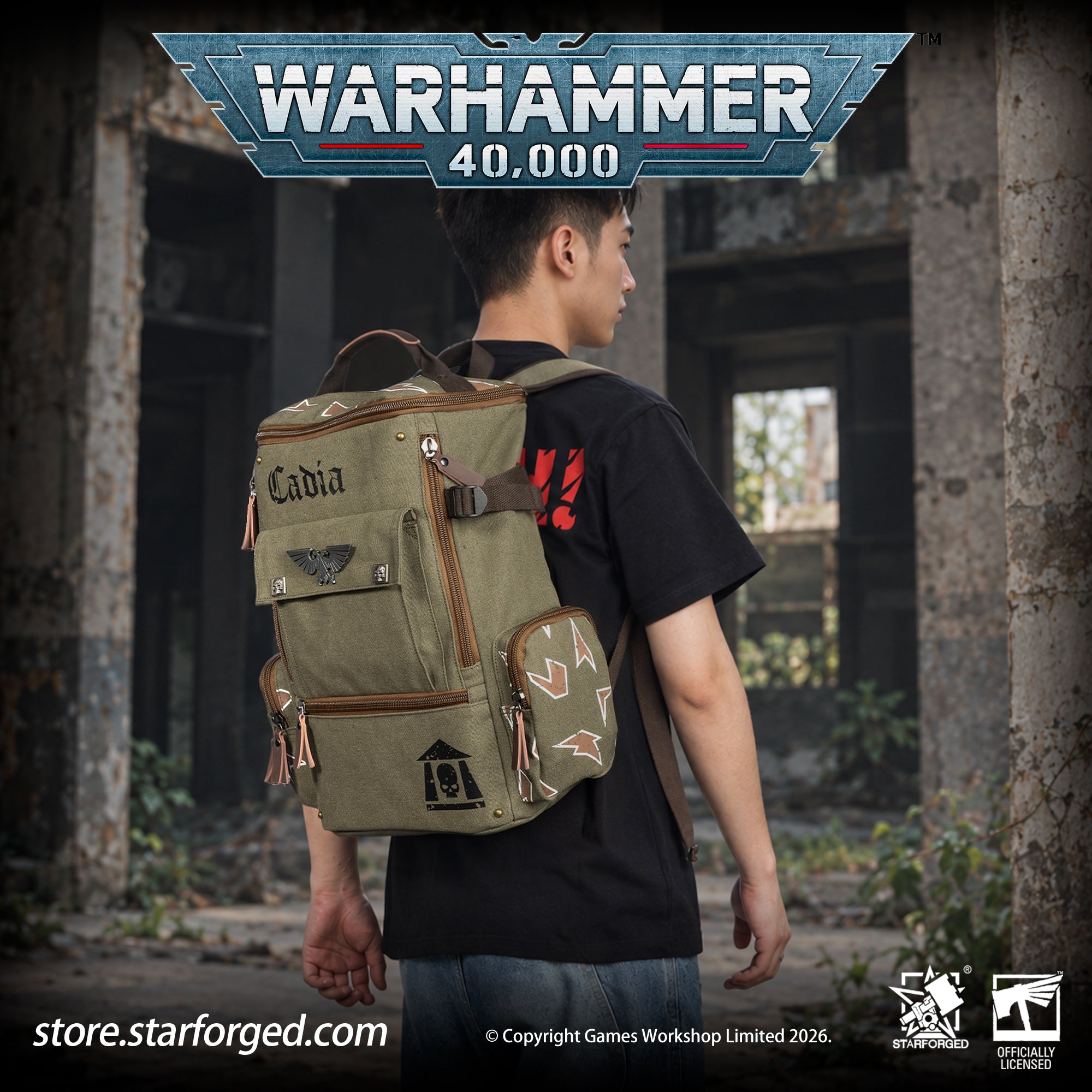 Starforged Warhammer 40K Astra Militarum Inspired Backpack Collection Death Korps of Krieg Siege Regiment Warhammer Computer Bag