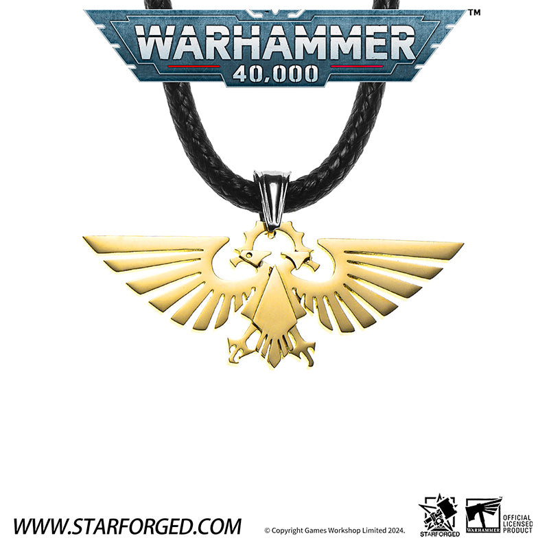 Starforged Warhammer 40000 Imperial Aquila WH40 Men's Stainless Steel Necklace Gold Plated Pendant