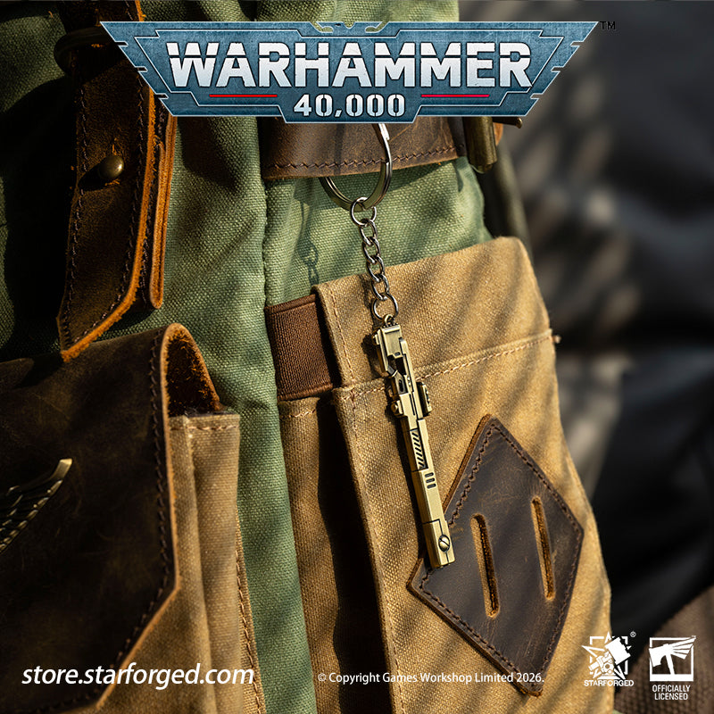 Warhammer 40K T'AU Empire Pulse Rifle Keychain Tau Empire Starforged Accessories Game Merchandise Warhammer Gifts Fashion Accessories The&nbsp;standard issue infantry weapon in Fire Caste’s arsenal.  Tested, trusted, the Greater Good reaching out through the barrel of a gun.  This collectible keychain is cast in metal,finished in electroplated, includes a silver-metal chain and jump ring. It makes a fantastic gift, display piece, and keepsake.