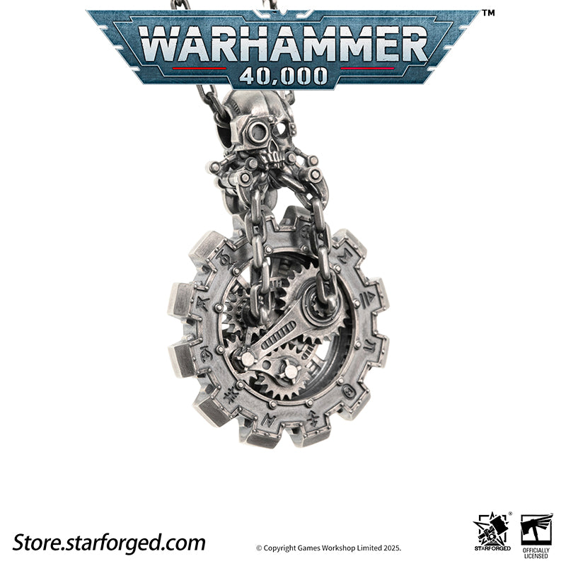 Starforged Warhammer 40K Adeptus Mechanicus Phylactery of the Pious Necklace Men's Jewelry Accessories In the Warhammer universe, the most skilled masters of machine spirit manipulation are the Adeptus Mechanicus, whose headquarters reside on Mars. This red world holds the technological and industrial lifeline of the human Imperium. In the dark, distant future, the vast majority of military and civilian products are manufactured under the supervision of the Tech-Priests of the Machine God.The members of the