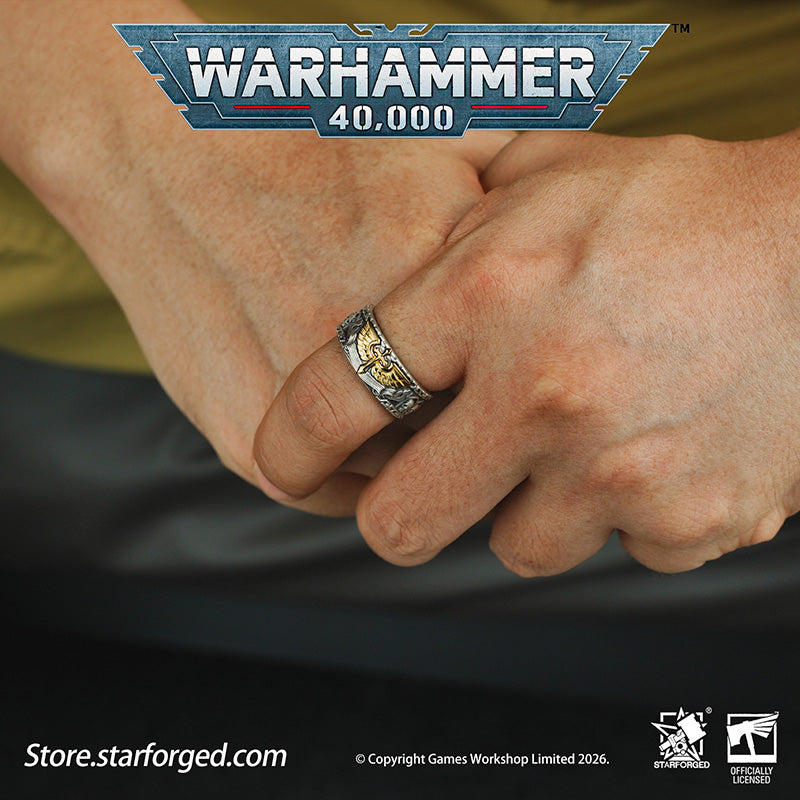 Starforged Warhammer 40K Dark Angels Space Marines Sons of Caliban Ring Accessories Game Merchandise Warhammer Gifts Fashion Accessories The Watchers in the Dark are a distinct race dwelling aboard the Rock, the Dark Angels mobile fortress-monastery.&nbsp; Small of stature and robed in long vestments, they possess an innate gift to ward off daemonic entities of Chaos, an affinity akin to the rare, enigmatic Untouchables who nullify surrounding warp energies.
