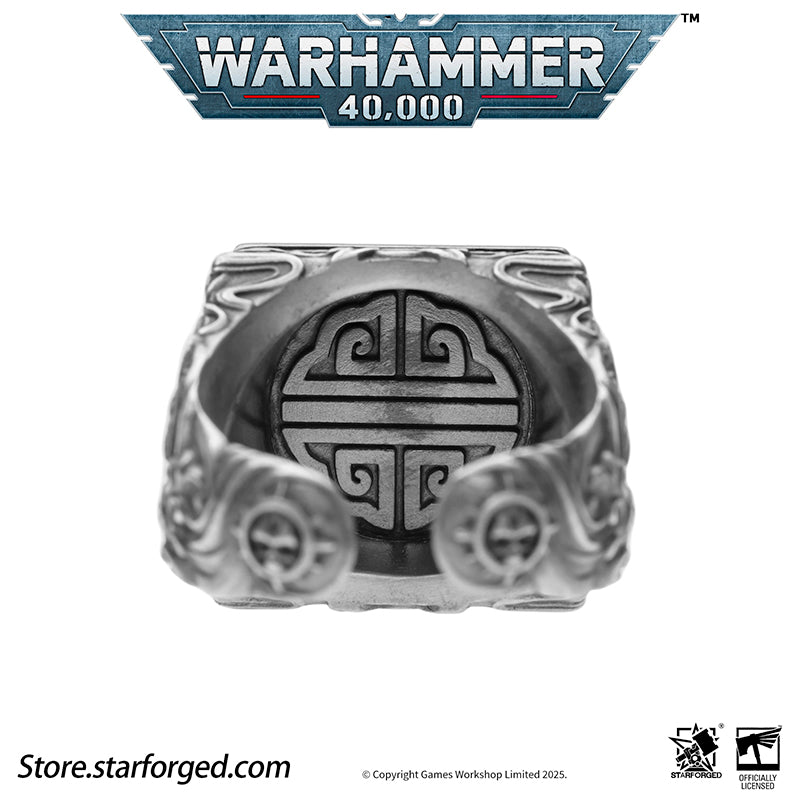 Starforged Warhammer 40K White Scar Seal of Chogoris Khanquest Silver Ring Accessories Jewelry Taklagoris’s vast grasslands gave birth to a people of mounted archers, and likewise shaped the Fifth Legion. The White Scars’ Primarch, Jaghatai Khan, was known as the “Great Khan” and the “Warhawk,” titles whose origins are deeply tied to his homeland.The Fifth Legion came from a culture skilled in mounted archery, and they carried the traditions of their homeland into the crucible of the Great Crusade. The step