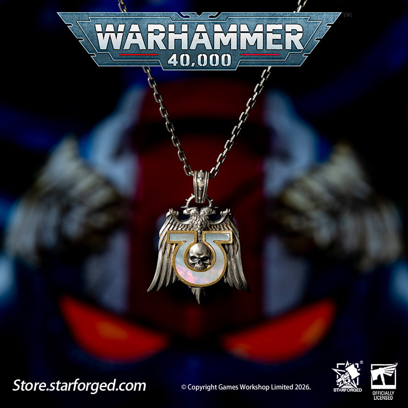 Starforged Warhammer 40K Space Marines Ultramarines Chapter Armourial Pendant | Sterling Silver | Warhammer Gifts The Ultramarines are the XIII Legion of the Space Marines forged during the Great Crusade. Be it the Age of the Emperor Great Crusade or the grim dark of the 41st Millennium, mortal folk draw profound comfort at the sight of their sigil hollow U crest riding to their salvation.