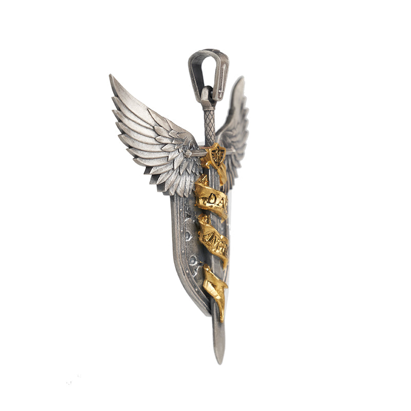 Starforged Lion El'Jonson Warhammer 40K Dark Angels Necklace Men's Space Marines Pendant Gold Inlaid