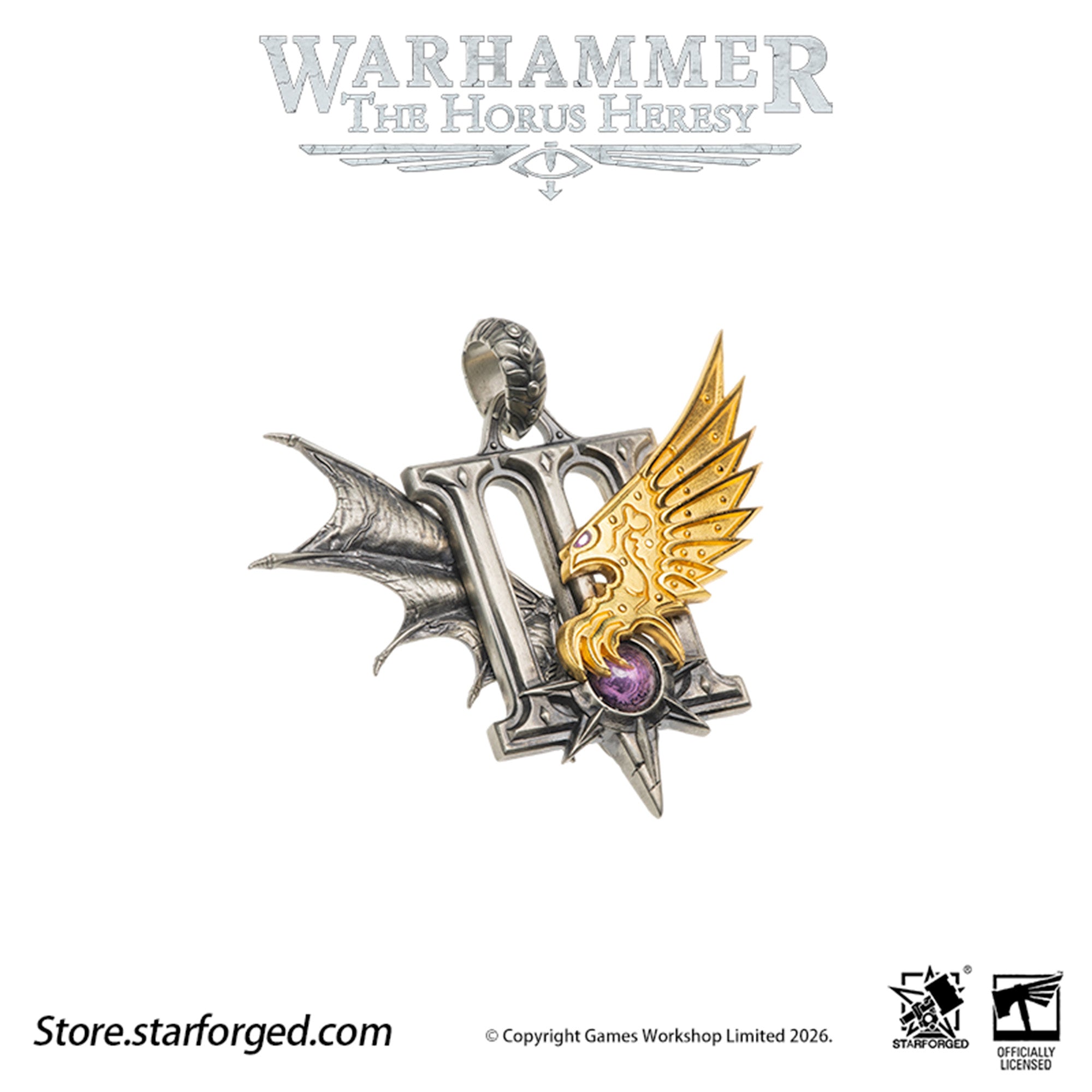 Starforged Warhammer 30K The Horus Heresy Chaos Space Marine Emperor's Children Phonecians Fall Pendant Silver Necklace Warhammer Gifts Fashion Accessories